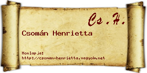 Csomán Henrietta névjegykártya